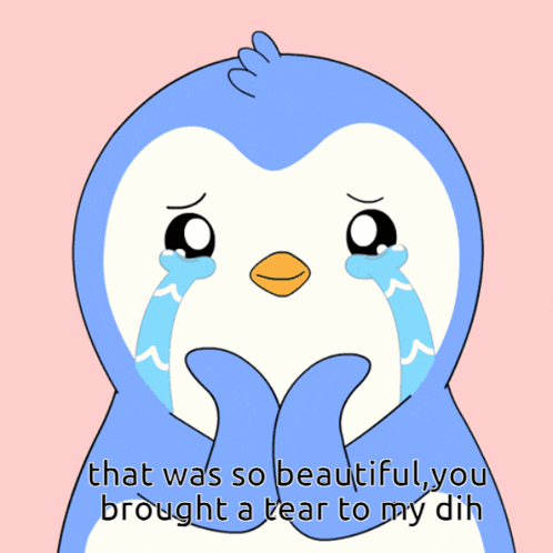A Penguin Is Crying With The Words That Was So Beautiful You Brought A Tear To My Dih Below It GIF