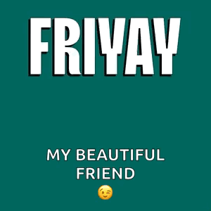 a penguin is dancing with the words `` friday my beautiful friend '' written above it .