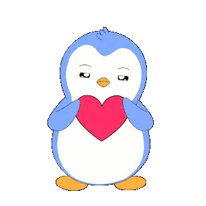 a penguin is holding a broken heart in its paws