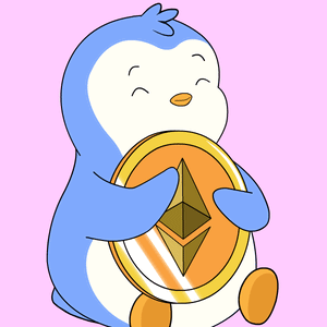 A Penguin Is Holding A Coin With A Triangle On It GIF