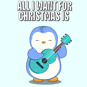 Penguin Holding Guitar All I Want For Christmas Is Money GIF