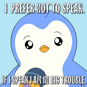 A Penguin Is Holding A Microphone And Saying I Prefer Not To Speak If I Speak I Am In Big Trouble GIF