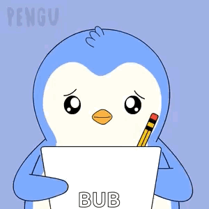 A Penguin Is Holding A Pencil And A Sign That Says I Miss You Bub GIF