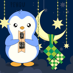 A Penguin Is Holding A Piece Of Paper With The Word Pengu On It GIF