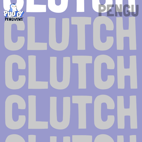 A Penguin Is Holding A Red Basketball In Front Of A Purple Background That Says Clutch GIF