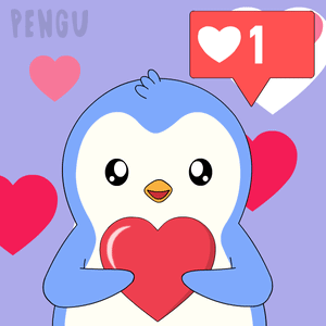 A Penguin Is Holding A Red Heart With A Speech Bubble That Says 520 GIF