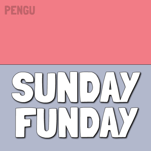 A Penguin Is Peeking Over A Sign That Says Sunday Funday GIF