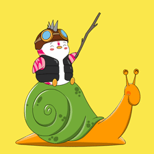 A Penguin Is Sitting On Top Of A Snail With A Stick GIF