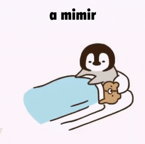 A Penguin Is Sleeping In A Bed With A Teddy Bear And A Blue Blanket . GIF