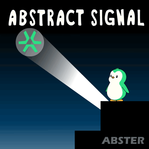 A Penguin Is Standing On A Ledge Looking At A Light That Says Abstract Signal GIF