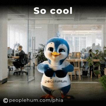 A Penguin Mascot Is Wearing A Shirt That Says Peoplehum On It GIF