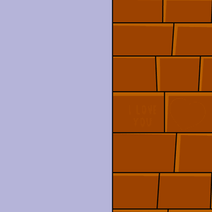 A Penguin Peeking Out From Behind A Brick Wall With The Words I Love You Written On It GIF