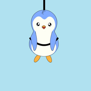 A Penguin Sitting On Top Of A Purple Heart That Says I Love You GIF