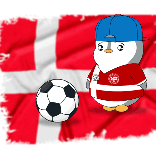 A Penguin Wearing A Dbu Jersey Stands In Front Of A Soccer Ball GIF