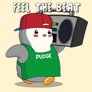 A Penguin Wearing A Green Shirt That Says Pudge GIF
