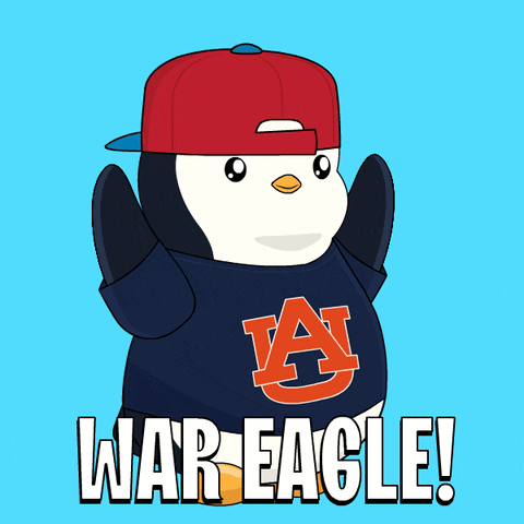 A Penguin Wearing A Hat And A Shirt That Says Ware Eagle GIF