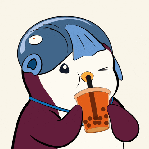 Penguin Wearing Helmet Drinking Cup GIF