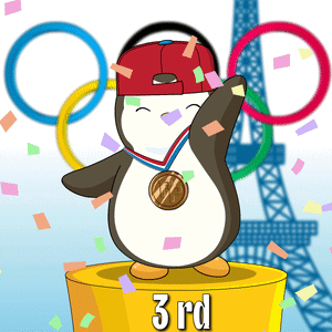 A Penguin Wearing A Medal Stands On A Podium With The Number 3Rd On It GIF