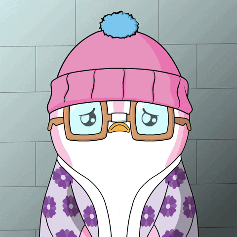 a penguin wearing a pink hat and glasses
