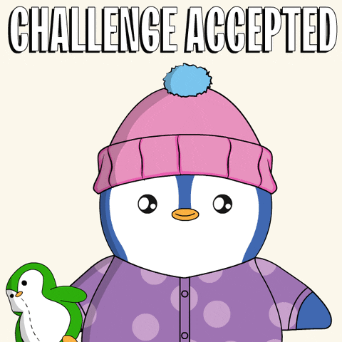 Penguin In Pink Hat Holding Stuffed Penguin GIF