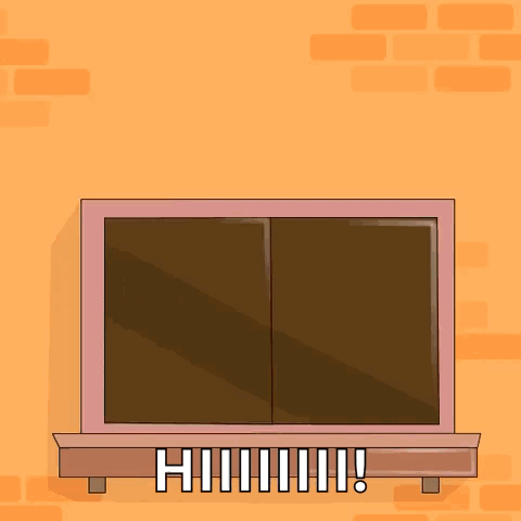 A Penguin Wearing A Pink Hat Is Looking Out Of A Window With The Words Checking In Behind It GIF
