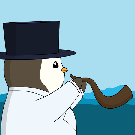 A Penguin Wearing A Top Hat And A White Coat Blowing A Horn GIF