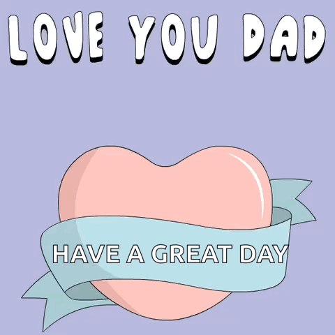 A Penguin Wearing An Orange Hat Is Holding A Heart With The Words Love You Dad Have A Great Day Written On It GIF