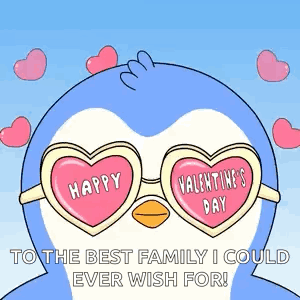 A Penguin Wearing Heart Shaped Sunglasses Says Happy Valentine 'S Day GIF