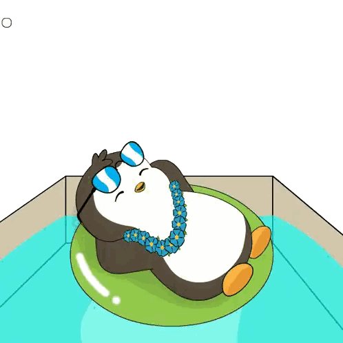 a penguin wearing sunglasses and a lei is floating in a pool with the words happy labor day below it