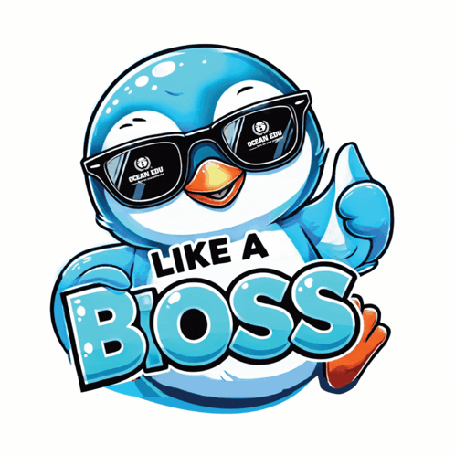 A Penguin Wearing Sunglasses Giving A Thumbs Up And The Words Like A Boss GIF