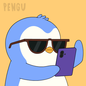 A Penguin Wearing Sunglasses Is Looking At A Cellphone GIF