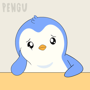 A Penguin With A Sad Look On Its Face And The Word Pengu On The Bottom GIF