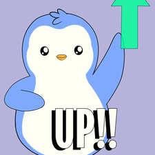 A Penguin With An Arrow Pointing Up And The Word Up On Its Chest GIF