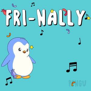 A Penguin With The Words Fri-Nally Written On It GIF