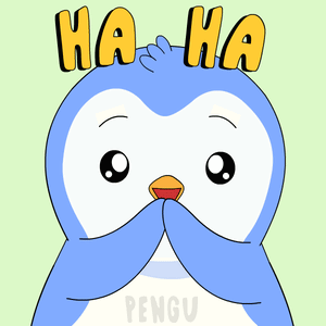 A Penguin With The Words Ha Ha Written On It GIF