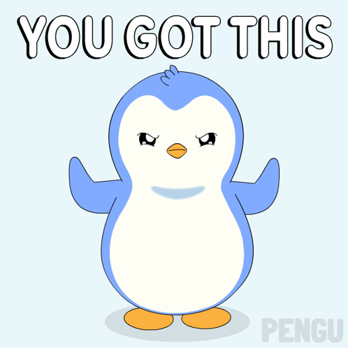 A Penguin With The Words " You Got This " Written Above It GIF