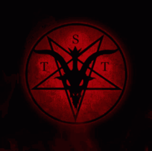A Pentagram With A Goat 'S Head And The Letter T GIF