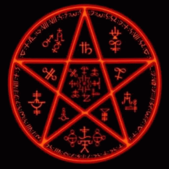 A Pentagram With A Lot Of Symbols And Letters On It GIF