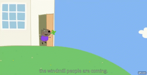 A Peppa Pig Cartoon Shows The Windmill People Coming GIF