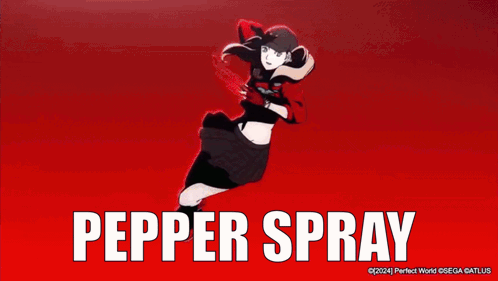 A Pepper Spray Is Being Sprayed On A Red Surface GIF