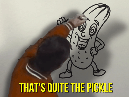 A Person Drawing A Pickle With The Words That 'S Quite The Pickle Underneath It GIF