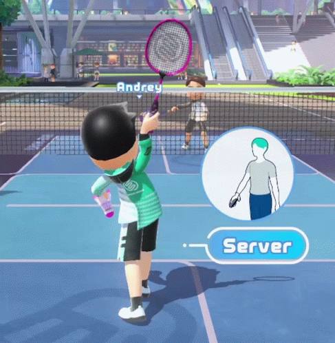 A Person Holding A Badminton Racket With The Name Andrey On The Back GIF