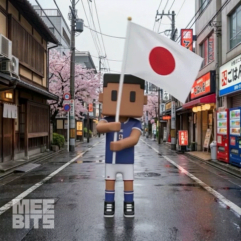 A Person Holding A Flag In A Street With A Sign That Says Life Bites GIF