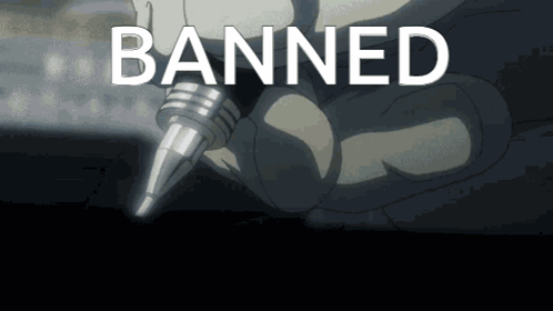 A Person Holding A Pen With The Word Banned Written On It GIF