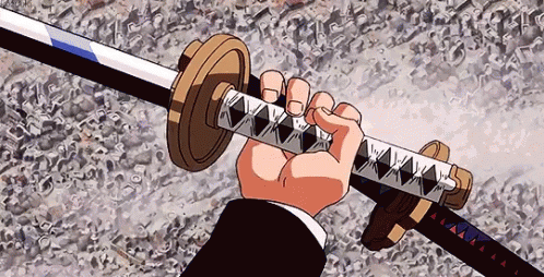 A Person Holding A Sword In Their Right Hand GIF