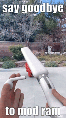 A Person Holding A White Object With The Words Say Goodbye To Mod Ram On It GIF
