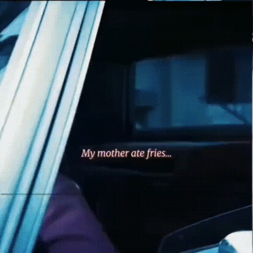 A Person In A Car With The Words My Mother Ate Fries GIF