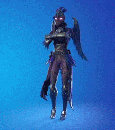 A Person In A Costume With Wings Is Dancing On A Blue Background . GIF