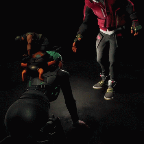 A Person In A Gas Mask Holds The Hand Of Another Person GIF