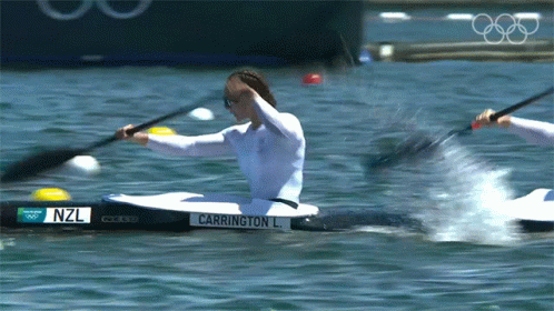 A Person In A Kayak With The Name Carrington L. On The Side GIF